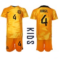 Nederland Virgil van Dijk #4 Fotballklær Hjemmedraktsett Barn VM 2022 Kortermet (+ korte bukser)